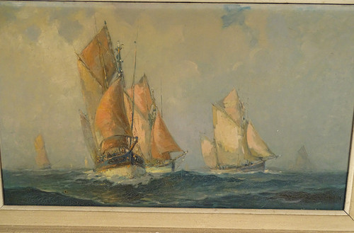 HST Tableau Marine Robert Laroche Départ Thoniers Concarneau Bretagne XXè