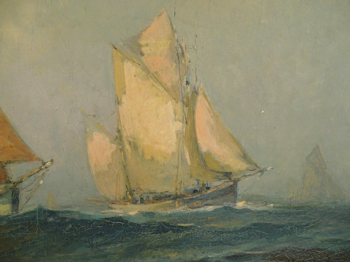 HST Tableau Marine Robert Laroche Départ Thoniers Concarneau Bretagne XXè