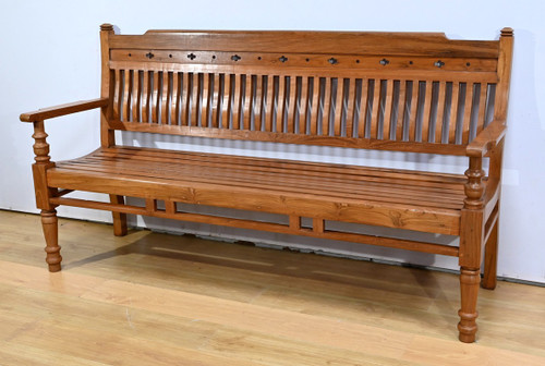 Antique Colonial Teak Varangue Bench - Mid 20th century