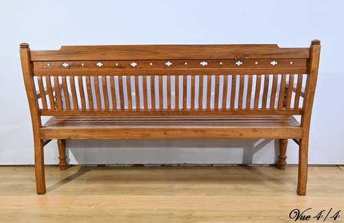 Antique Colonial Teak Varangue Bench - Mid 20th century