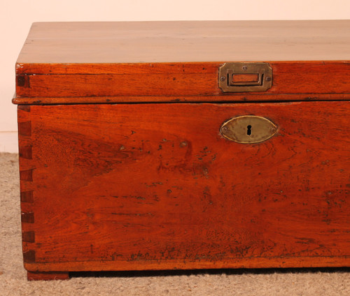 Small Teak Campaign Or Marine Chest - 19th Century