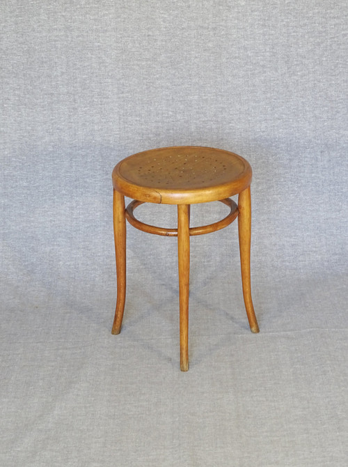 Tabouret bistrot assise bois, étoile vers 1925 No Thonet  