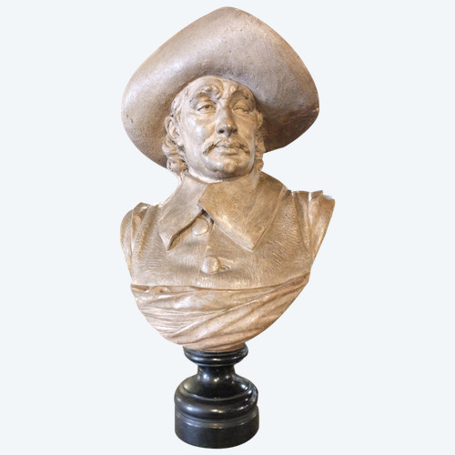 Bust - Terracotta - Albert Ernest Carrier-belleuse -Adrian Van Ostade -v . 1850.