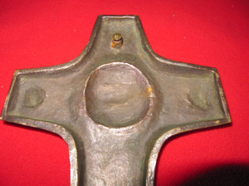 Bronze Easter cross with sheep in center medallion early 20th century