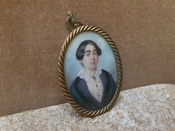 Portrait Of A Woman, Miniature On Ivory, 19th Century.