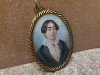 Portrait Of A Woman, Miniature On Ivory, 19th Century.