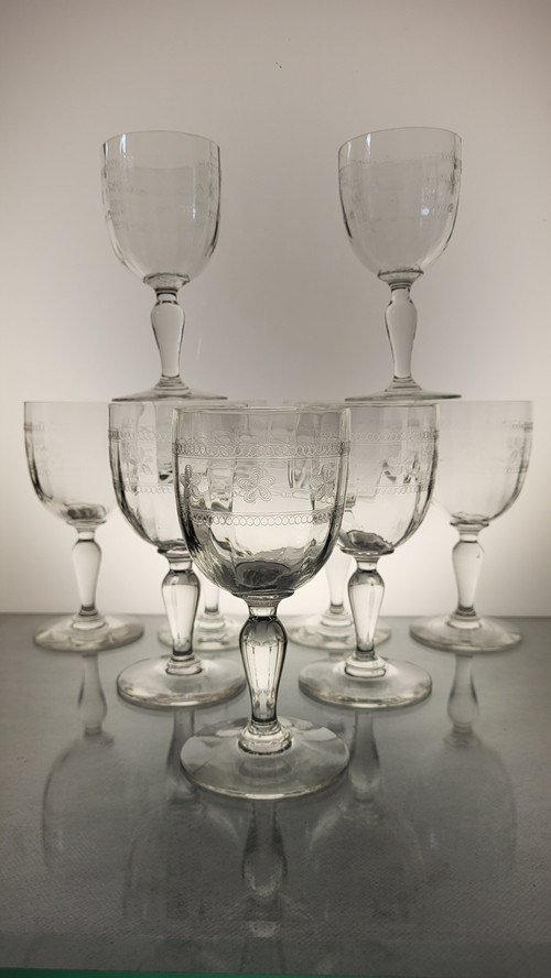 Set de 9 verres à eau / vin Fin XIXème - Déb. XXème