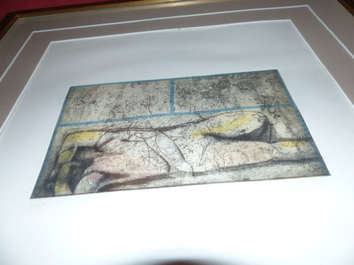 Frame with etching by Pedro Txillida with certificate