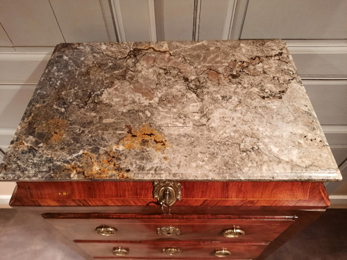 Louis XVI period marquetry weekly cabinet.