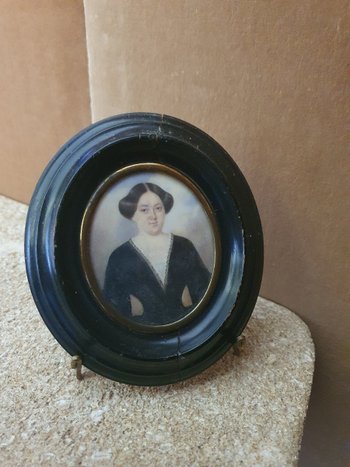 Portrait Of A Woman, Miniature On Ivory, 19th Century.