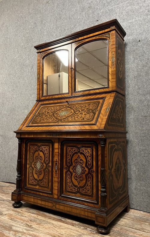 Lemarchand-Lemoine: Magnificent scriban cabinet stamped Napoleon III period