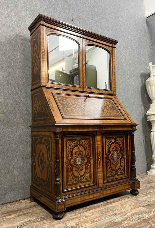 Lemarchand-Lemoine: Magnificent scriban cabinet stamped Napoleon III period