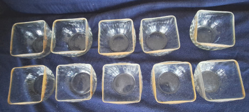 Set of ten Daum-style square glass bowls