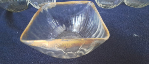 Set of ten Daum-style square glass bowls