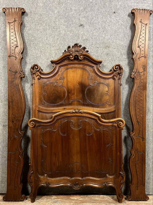 Louis XV style Rocaille center bed in walnut circa 1880