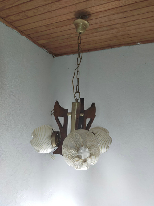 Lampadario italiano vintage con 3 globi