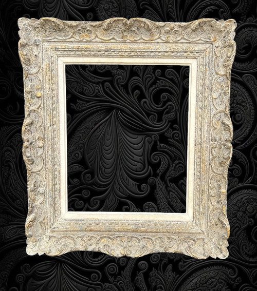 ANTICO QUADRO MONTPARNASSE IN LEGNO SCULTURATO DIPINTO PER PITTURA 47 cm x 38,5 cm