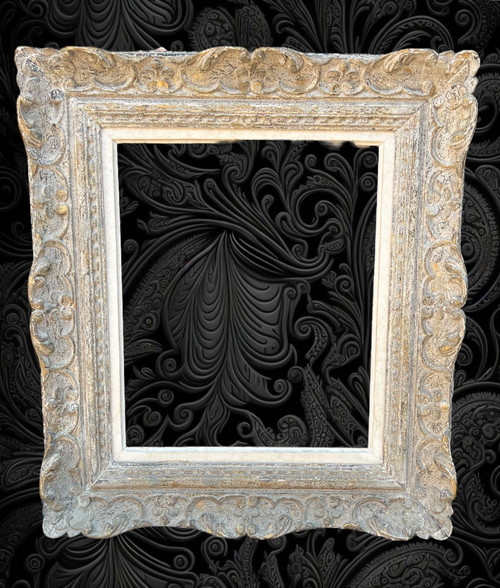 ANTICO QUADRO MONTPARNASSE IN LEGNO SCULTURATO DIPINTO PER PITTURA 47 cm x 38,5 cm