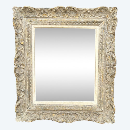 ANCIENT MONTPARNASSE FRAME IN SCULPTTED WOOD PAINTED FOR PAINTING 47 cm x 38.5 cm