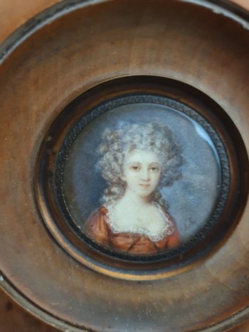 Portrait Of A Woman, Miniature On Ivory, 19th Century.