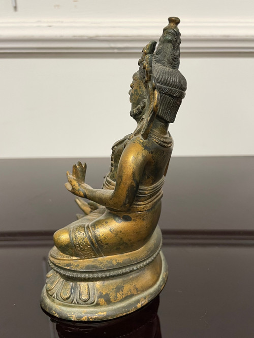 Statuette Kubera en bronze doré Tibet Ou Népal 19ème