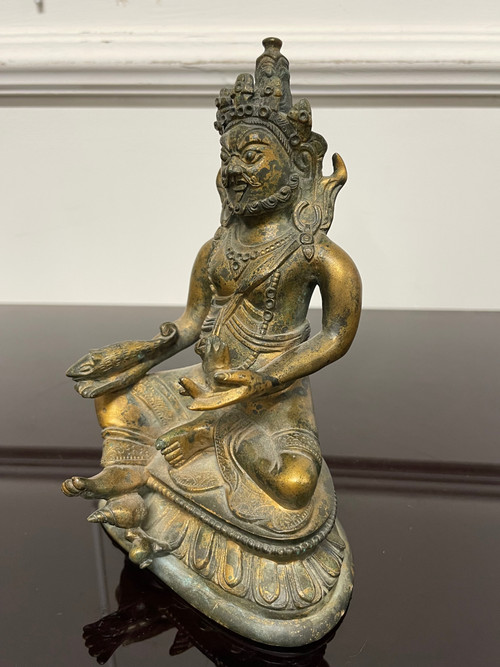 Statuette Kubera en bronze doré Tibet Ou Népal 19ème