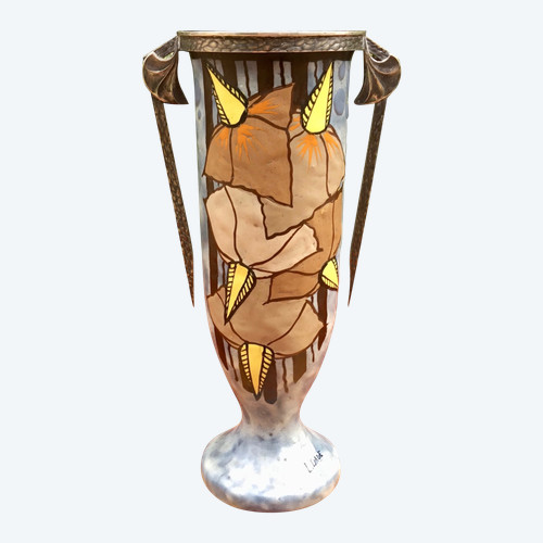 Vaso in ceramica smaltata Art-Deco di Louis Dage e EugèneVal