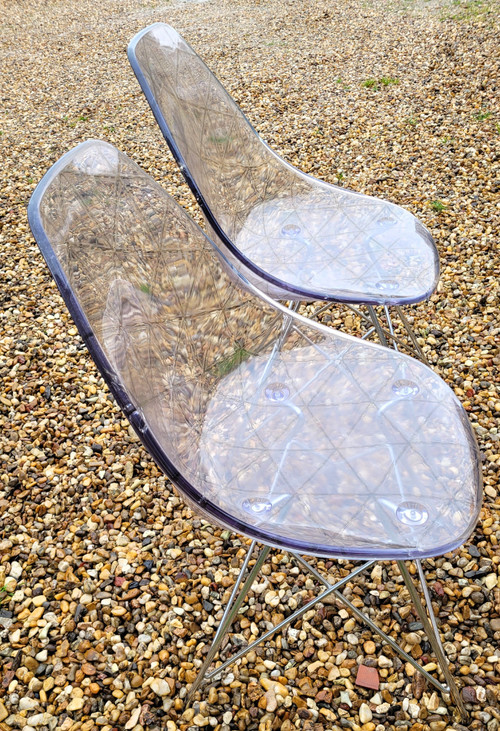 Pair of Design Chairs with Eiffel metal legs from the '80s