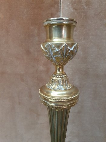 Louis XVI Candlestick, Gilt Bronze, 19th century.