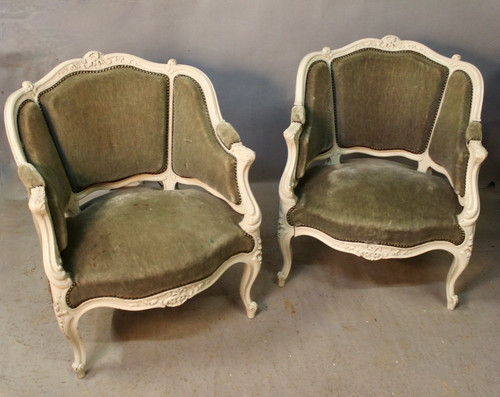 Pair De Fauteuils Corbeille De Style Louis XV