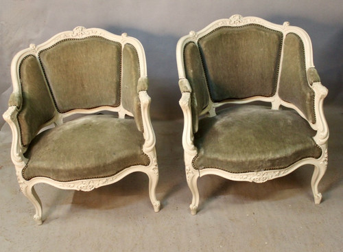 Pair De Fauteuils Corbeille De Style Louis XV