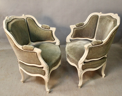 Pair De Fauteuils Corbeille De Style Louis XV