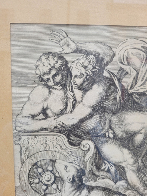 Aurore Et Cephale, Gravure Encadrée, Carracci, XVIIème Siècle ?