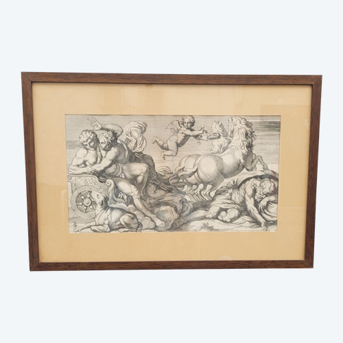 Aurore Et Cephale, Gravure Encadrée, Carracci, XVIIème Siècle ?