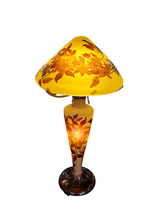 Emile Gallé Lampe Champignon "Aux Clématites"