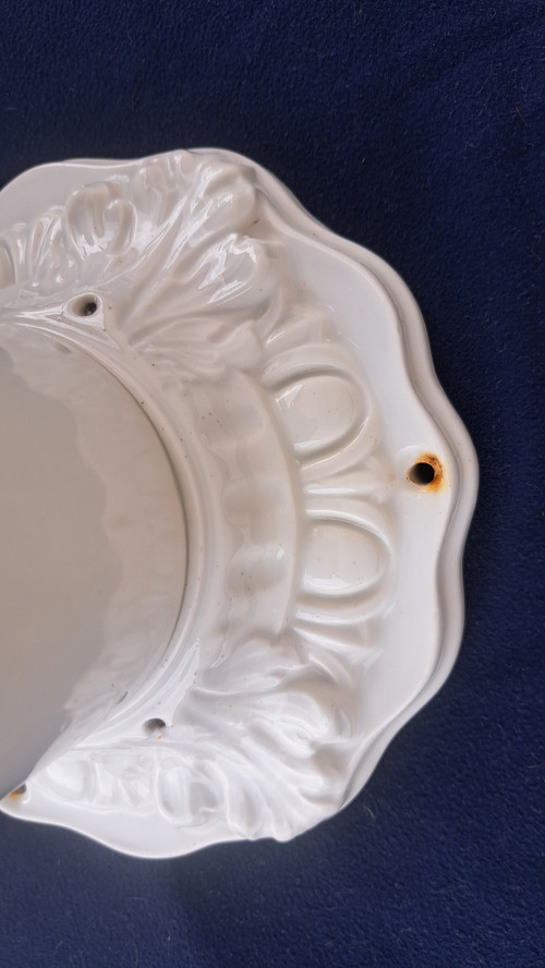 Ceiling lamp or wall light with porcelain and opaline base, early 20th century