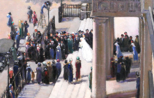 Louise ALIX 1888-1980 Wedding at the Batignolles church (Paris), painting, landscape, impressionism