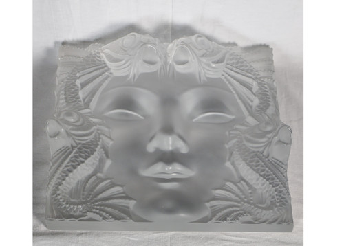 Lalique France Motif décoratif "Fontaine Poissons" ou "Masque femme" 