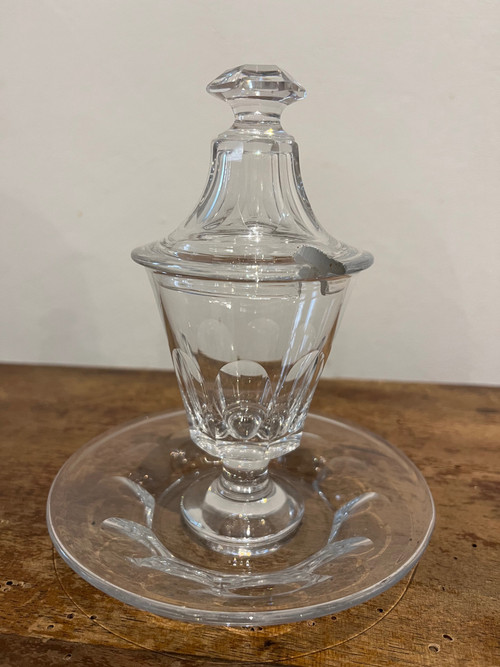 Rare crystal mustard pot, mid-19th century 