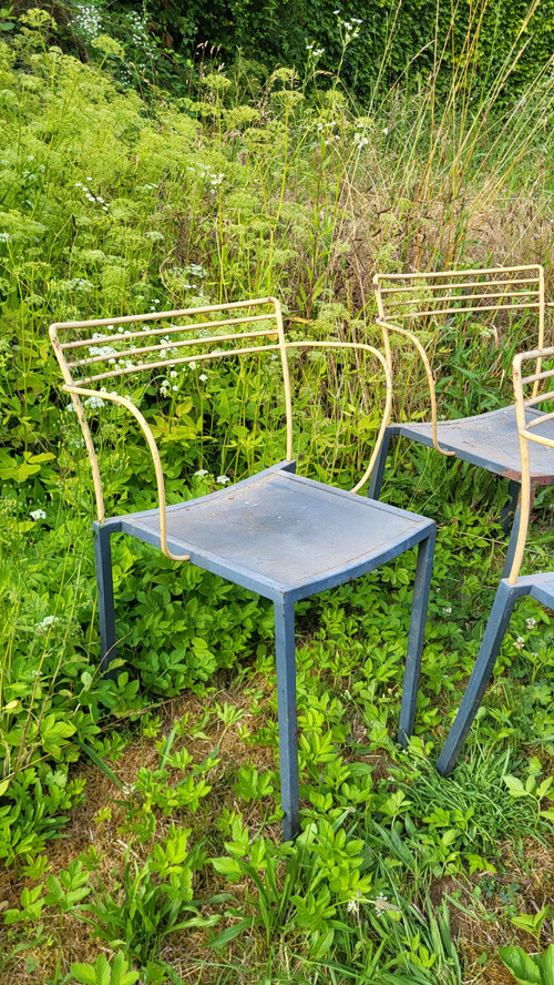 Suite of 10 "Piccolo" model armchairs by Pascal Mourgue for Fermob, circa 1990 