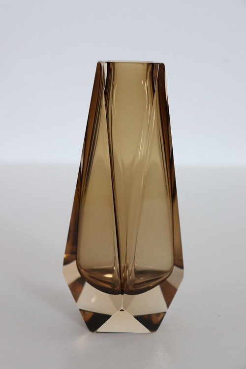 Vase en Verre de Murano Ambre Fumé par Alessandro Mandruzzato, 1960s