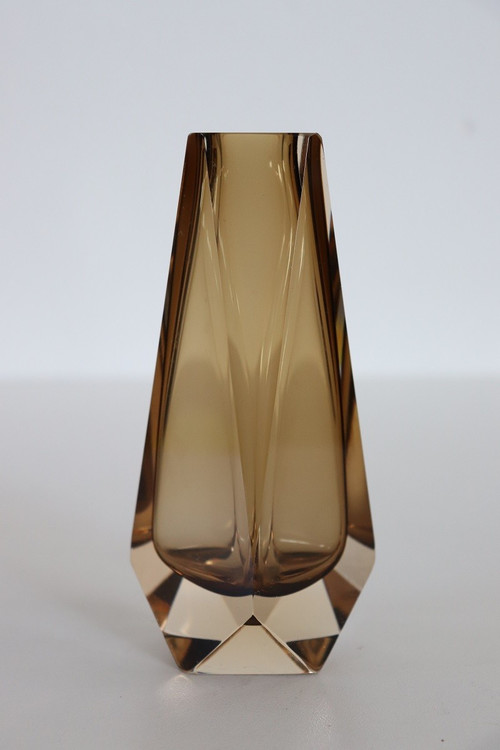 Vase en Verre de Murano Ambre Fumé par Alessandro Mandruzzato, 1960s