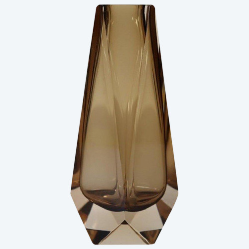 Vase en Verre de Murano Ambre Fumé par Alessandro Mandruzzato, 1960s