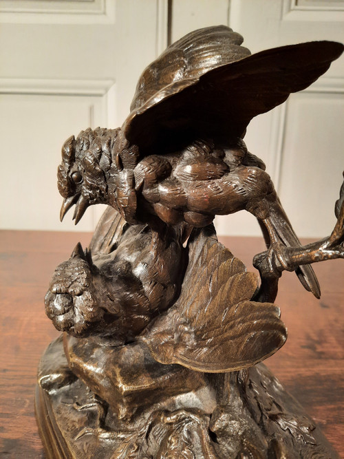 Sculpture en bronze représentant deux oiseaux, signé J. Moigniez d’époque XIXème siècle.