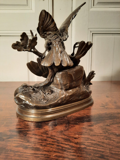 Sculpture en bronze représentant deux oiseaux, signé J. Moigniez d’époque XIXème siècle.