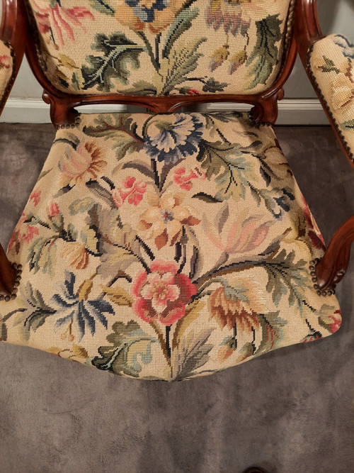 Pair of rosewood armchairs from the Napoleon III period.