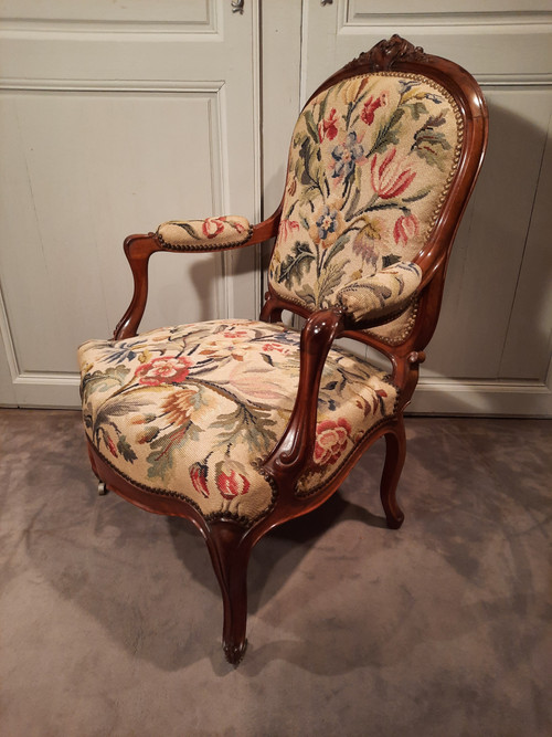 Pair of rosewood armchairs from the Napoleon III period.