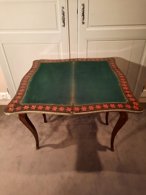 Tavolo da gioco intarsiato del periodo di Napoleone III.