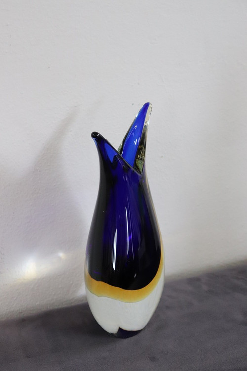 Blue and Yellow Murano Glass Vase from Formia, 1970s