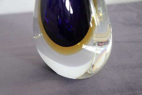 Blue and Yellow Murano Glass Vase from Formia, 1970s